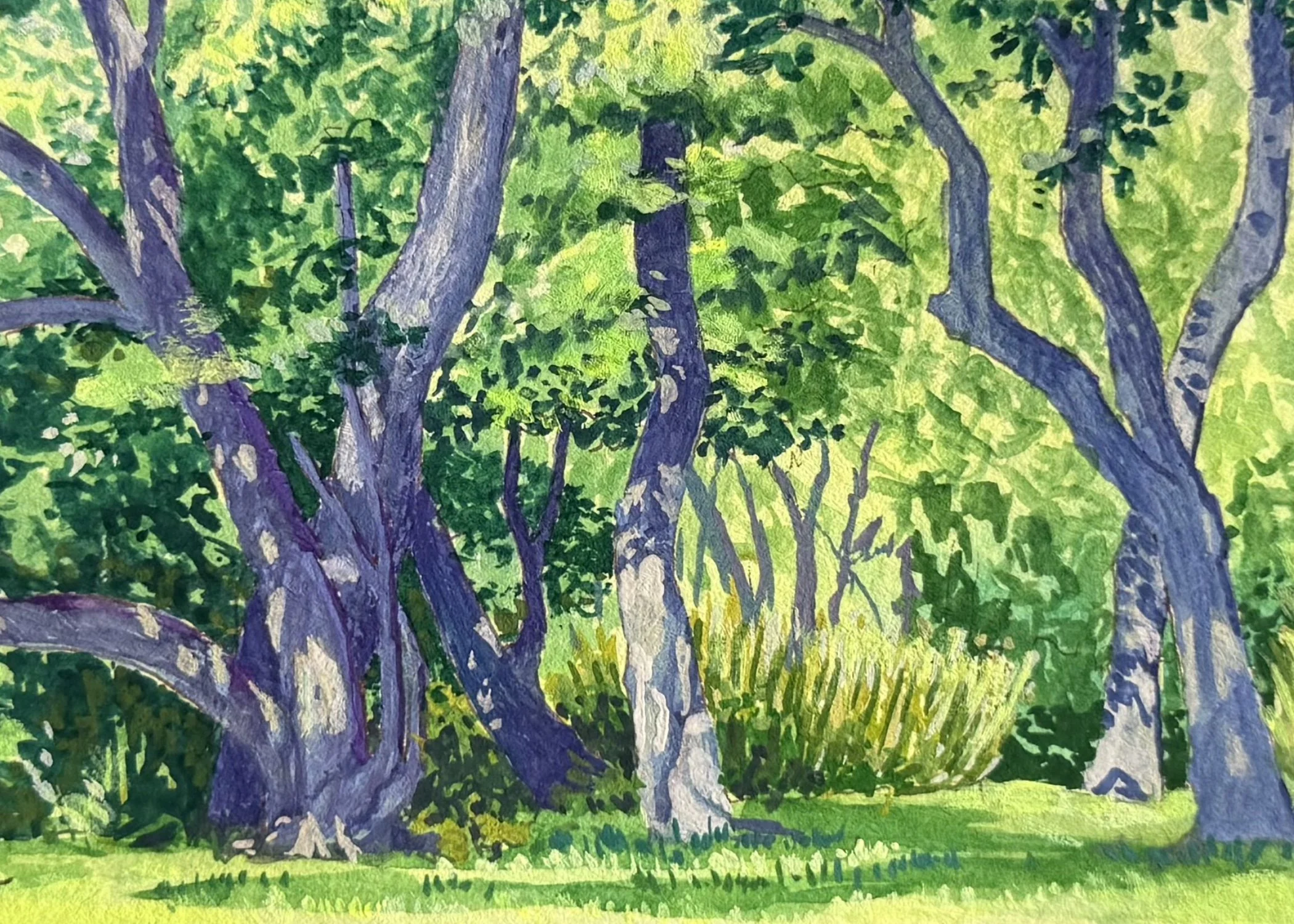Tranquility Trails Park, 4”x6”, Gouache | September 2025 | -sold-