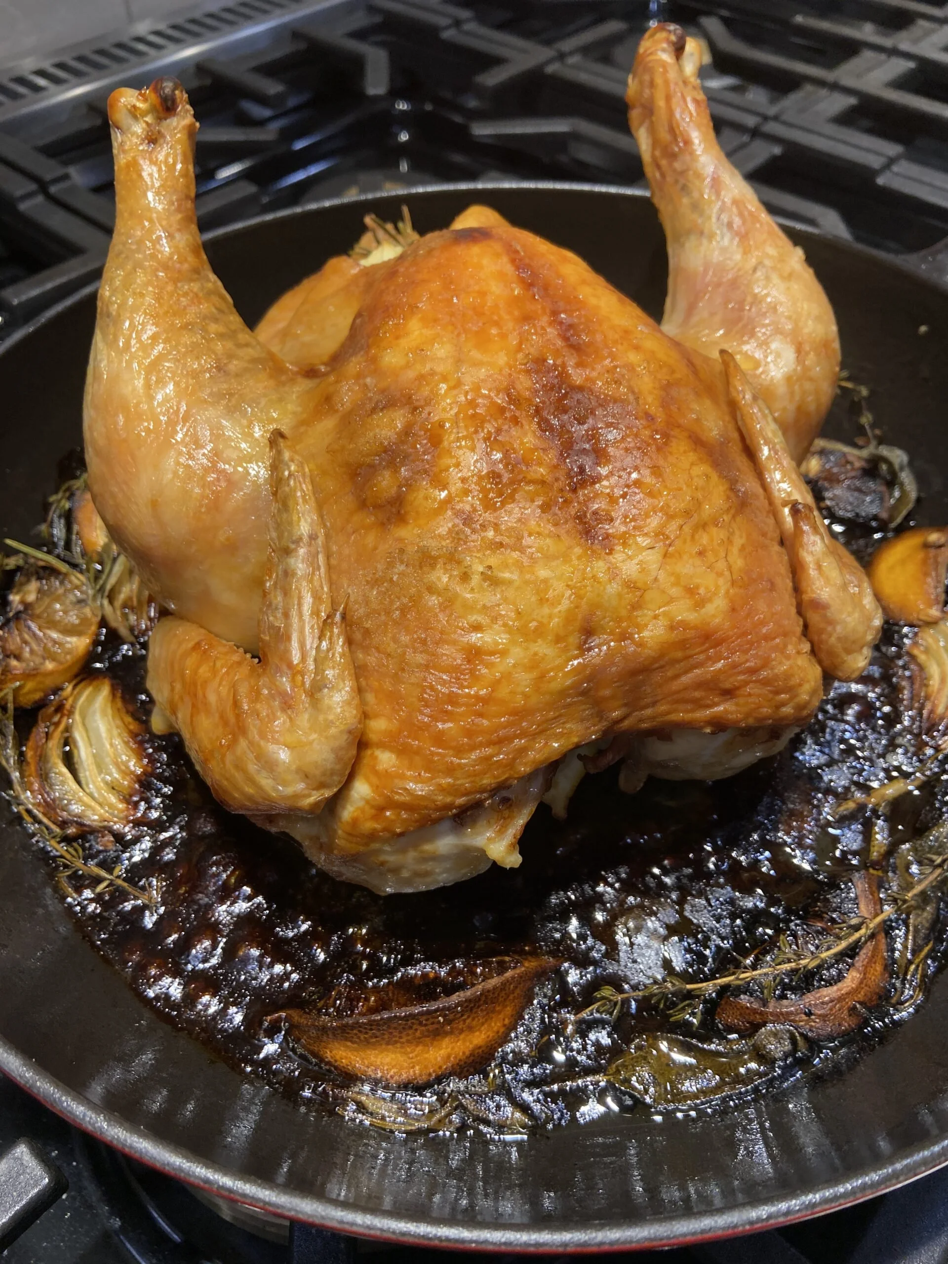 Simple Herb-roasted Chicken with Pan Sauce