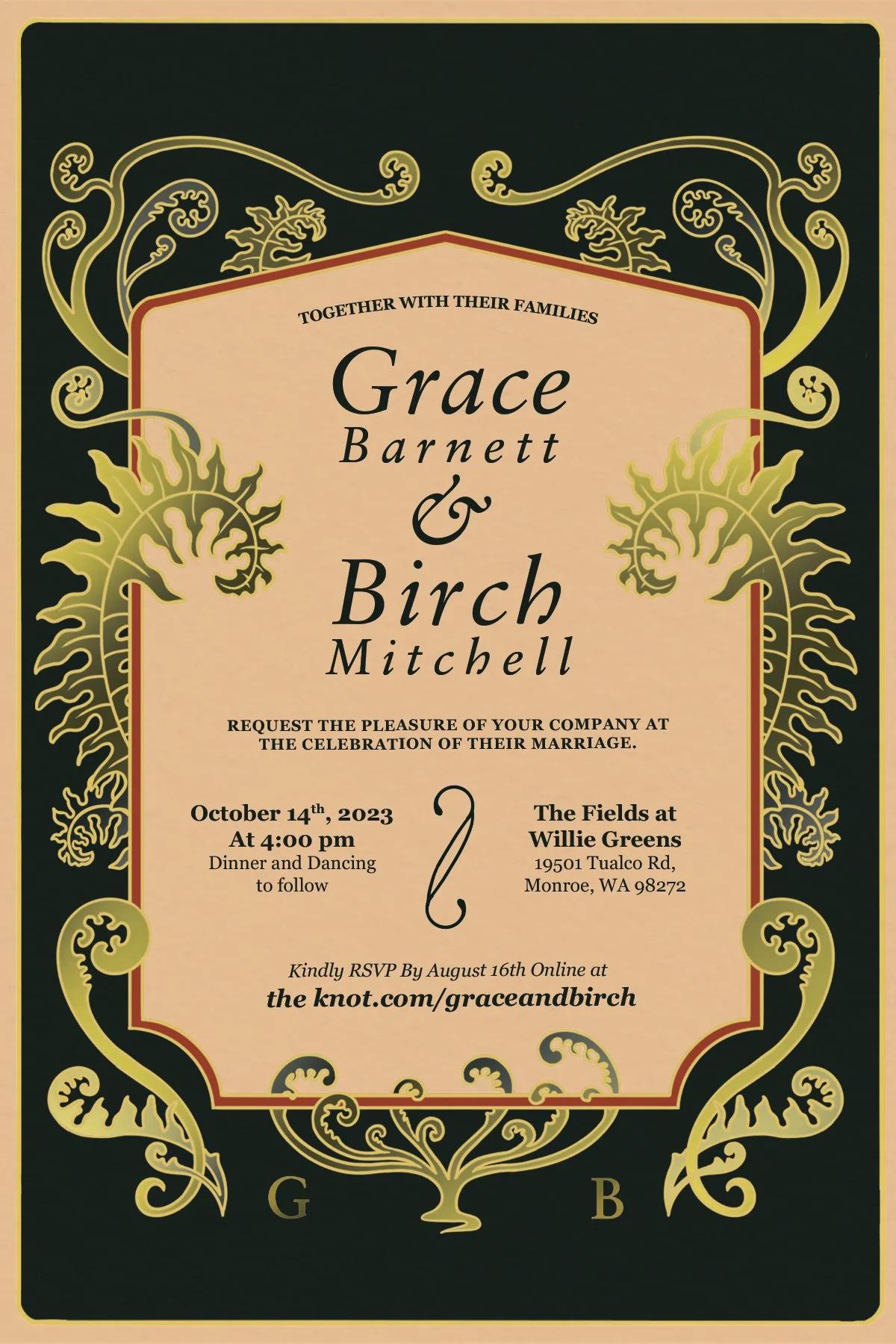 Wedding Invite design by Emma Jewell Barnett.