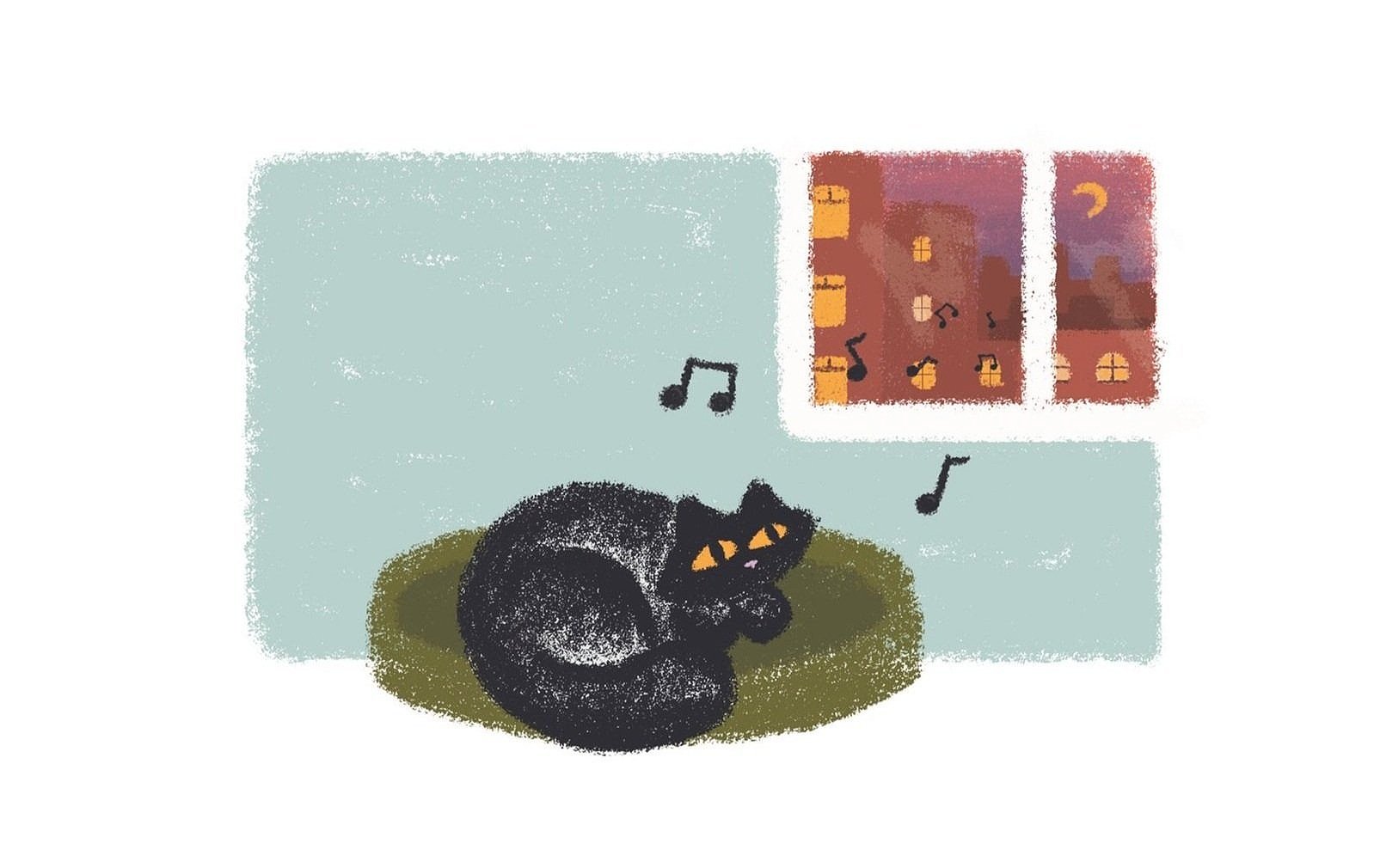 Cool Cat introduction illustration. Digitally illustrated by Emma Jewell Barnett.