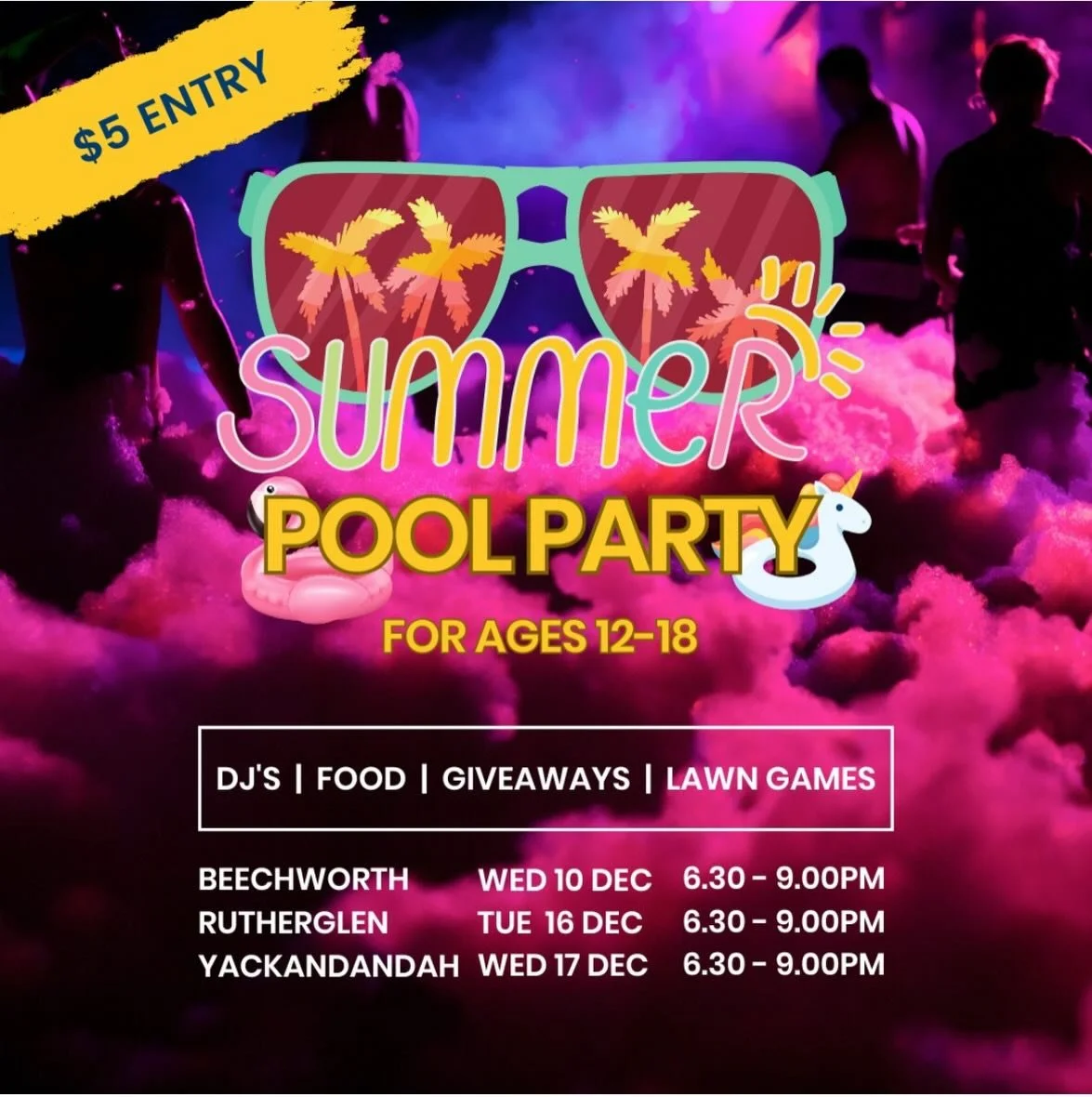 Hey Beechworth young ones! 

We will be at the Beechworth pool tomorrow (Wednesday) handing out tacos! It&rsquo;s going to be a nice warm evening so head down to the pool party for a fun evening of music, games and Mexican food! For ages 12 - 18. It&