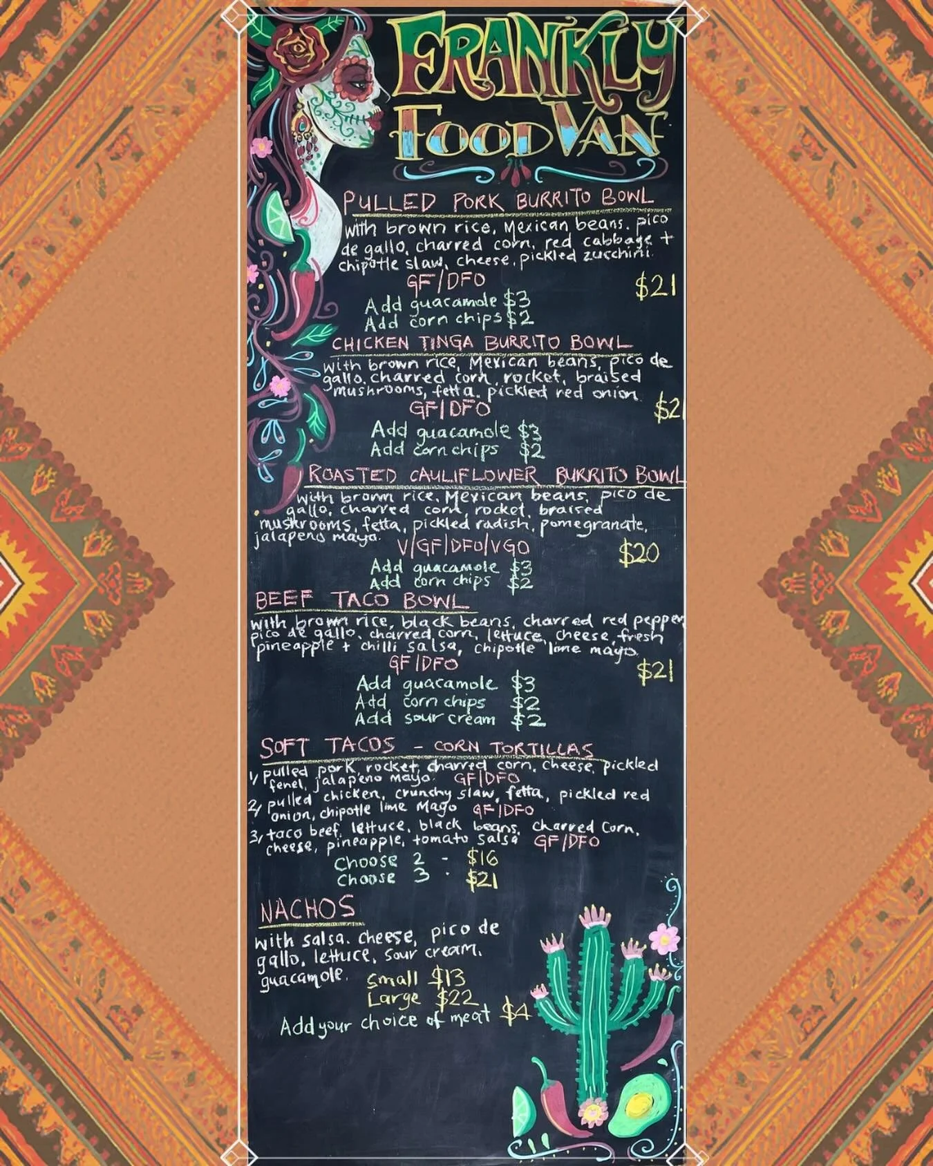 Menu 27/03/2026 🌵 
 
Phone orders welcome 0408291001

#beechworth #franklyfoodvan #beechworthtakeaway #beechworthmexican #beechworthcatering