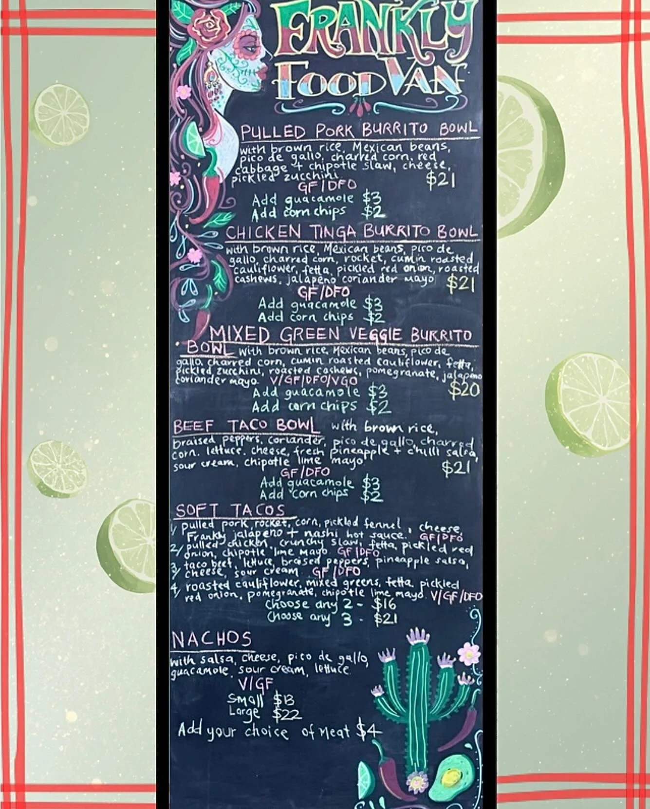 Menu 07/05 and 08/05. 

Phone orders welcome: 0408 291 001

#franklyfoodvan #beechworth #yackandandah #beechworthmexican #beechworthtakeaway