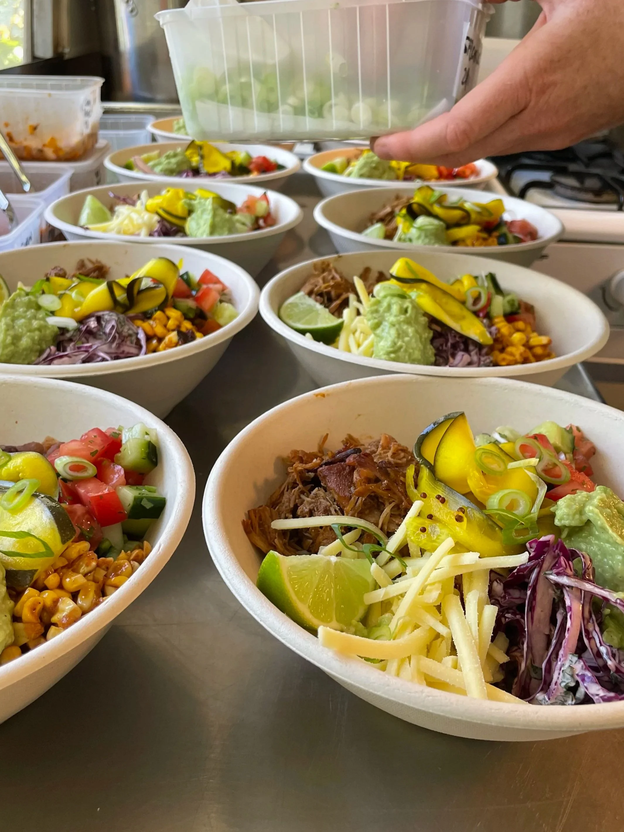 Burrito bowls with mexican toppings