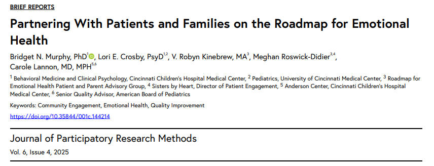 Publication: Partnering With Patients and Families on the Roadmap for Emotional Health