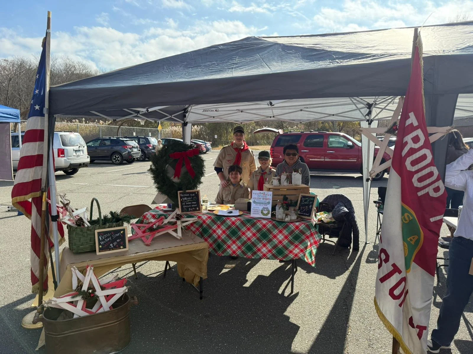Selling Wreaths for Troop Funds, on Election Day!