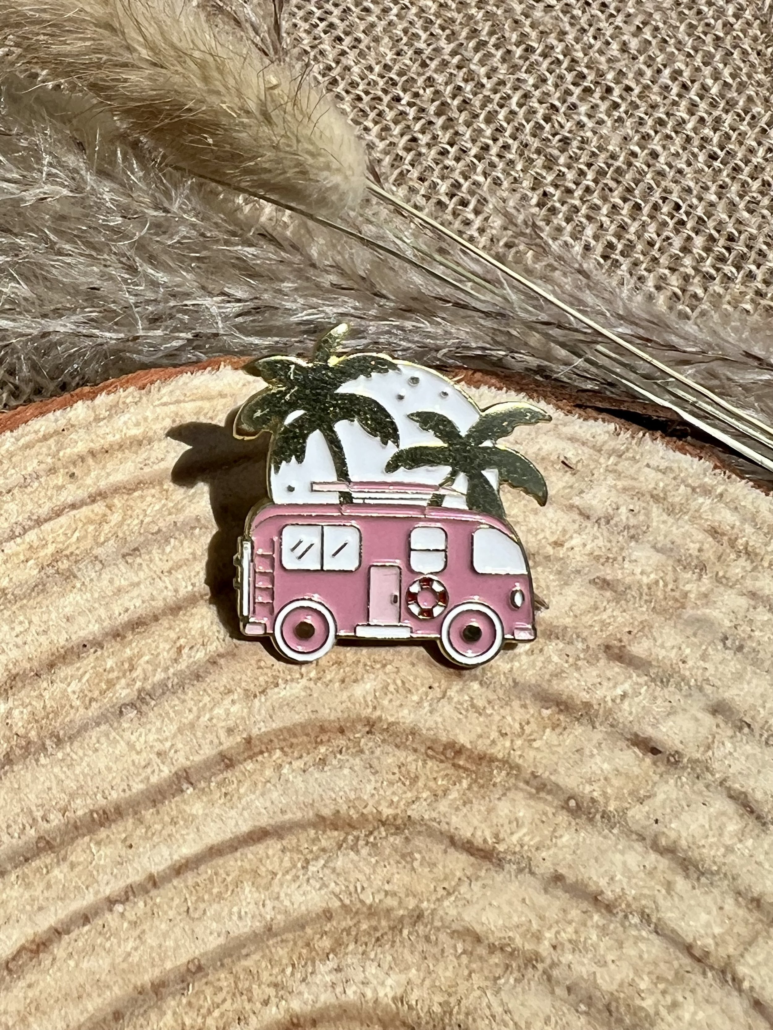 Beach Bus Pink Pin