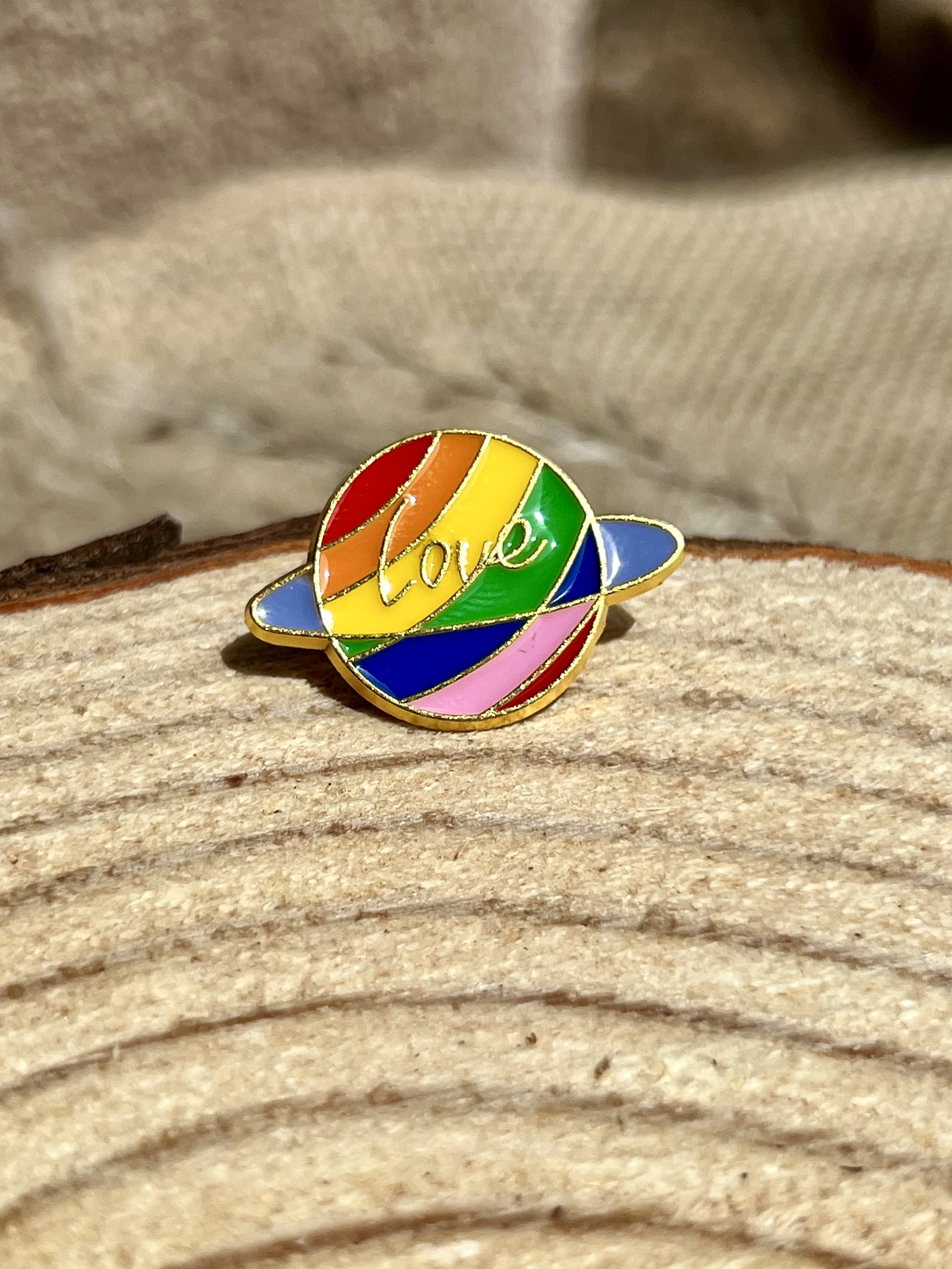 Planet Love Rainbow Pin