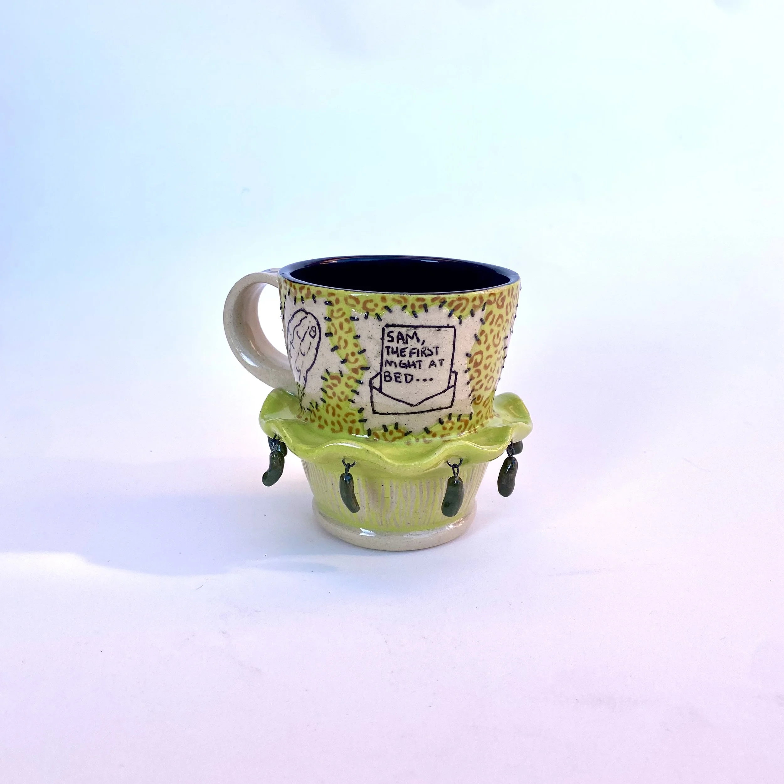 Jersey Shore Charm Mug, 2025
Stoneware, underglaze, glaze, slip, wire
5.5 x 3 x 4.5"