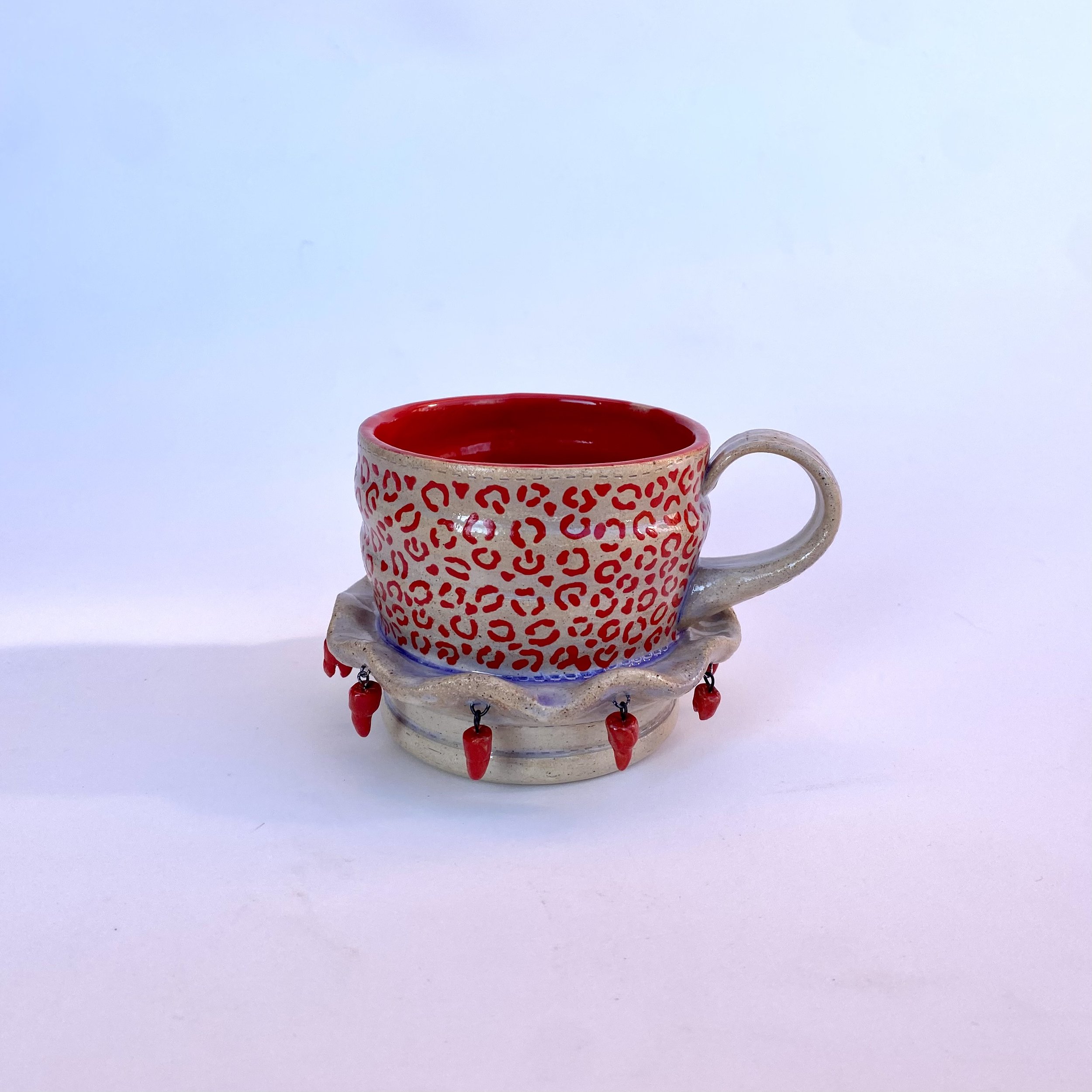 Teeth Charm Mug 1, 2025
Stoneware, underglaze, glaze, slip, wire
4.5 x 3 x 4.5"
