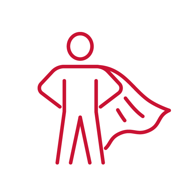 Red line art of a ketchup bottle and boxing glove