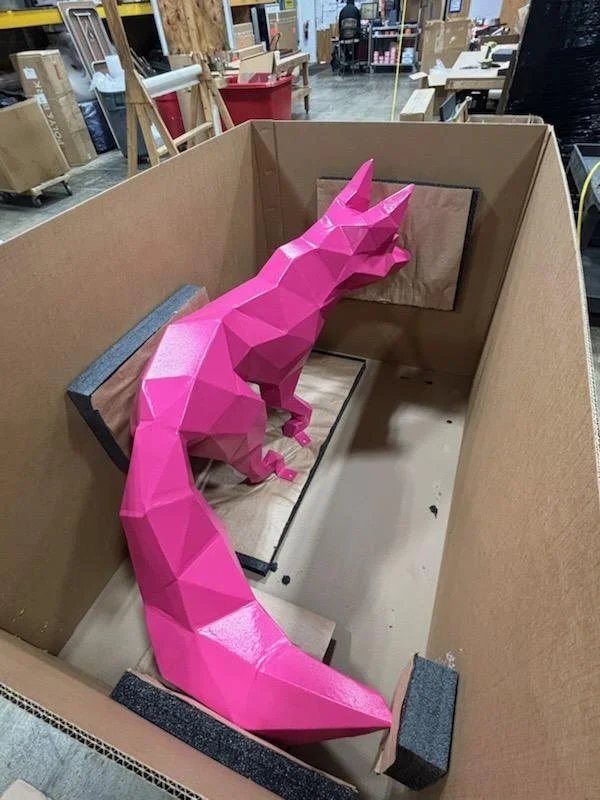 Freya the Fox getting ready for shipment