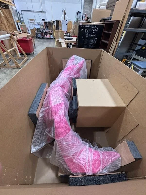 Freya the Fox getting ready for shipment