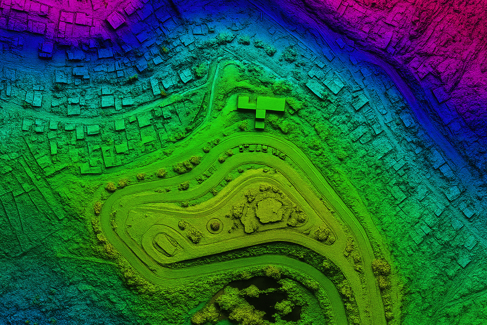 False-color lidar topographic map