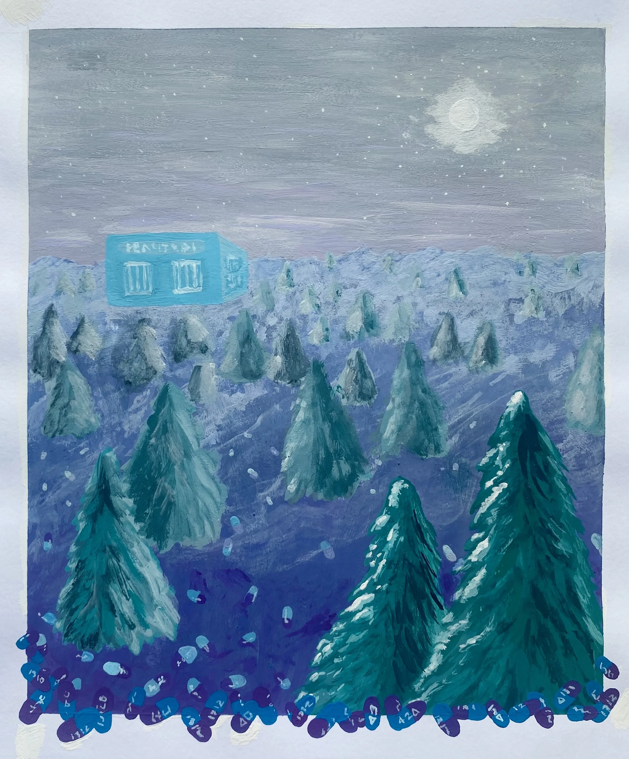 "At the Violet Hour" - 8" x 10", acrylic gouache. 2025