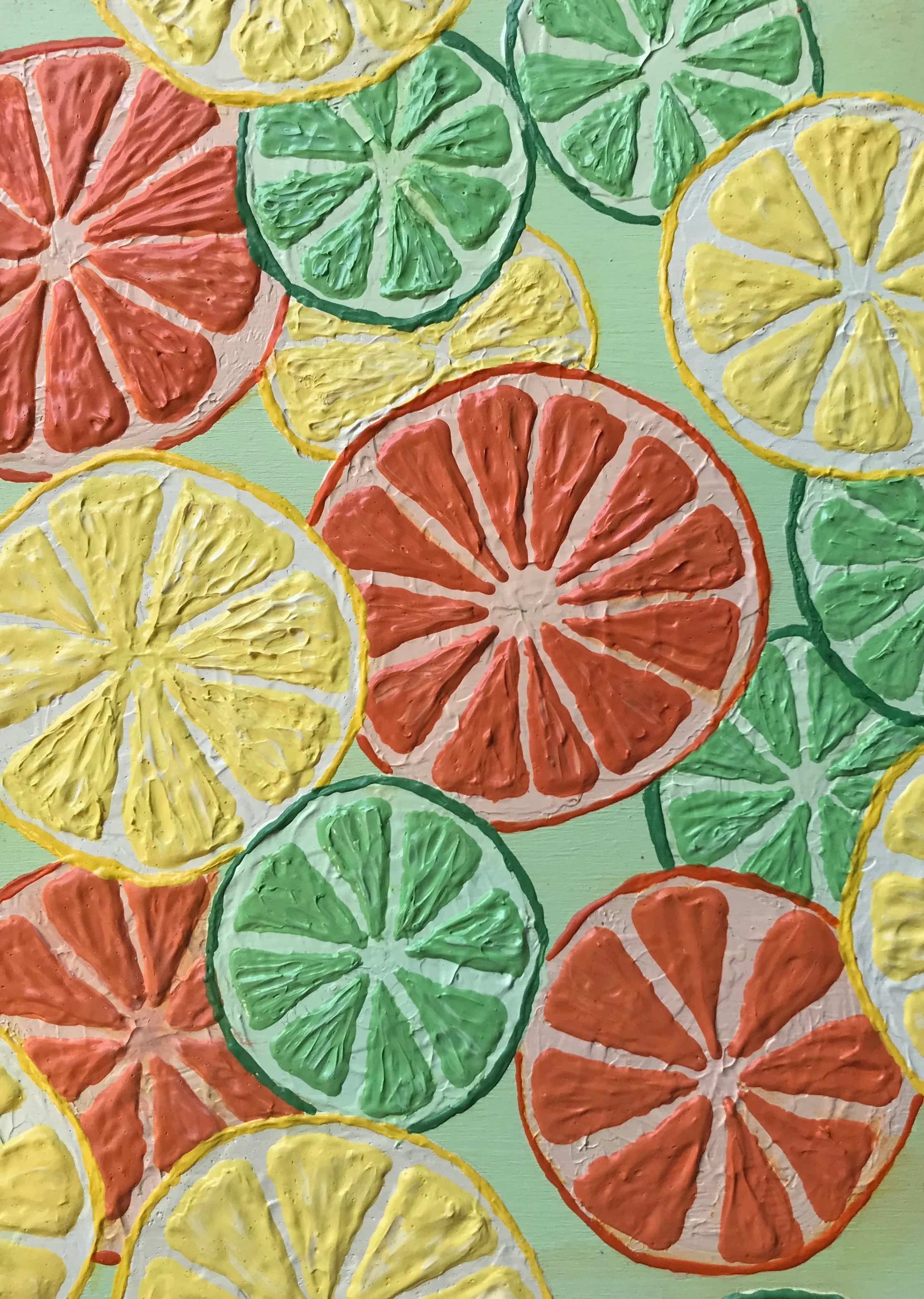 Citrus Impasto - 5" x 7", acrylic paint on wood. 2021