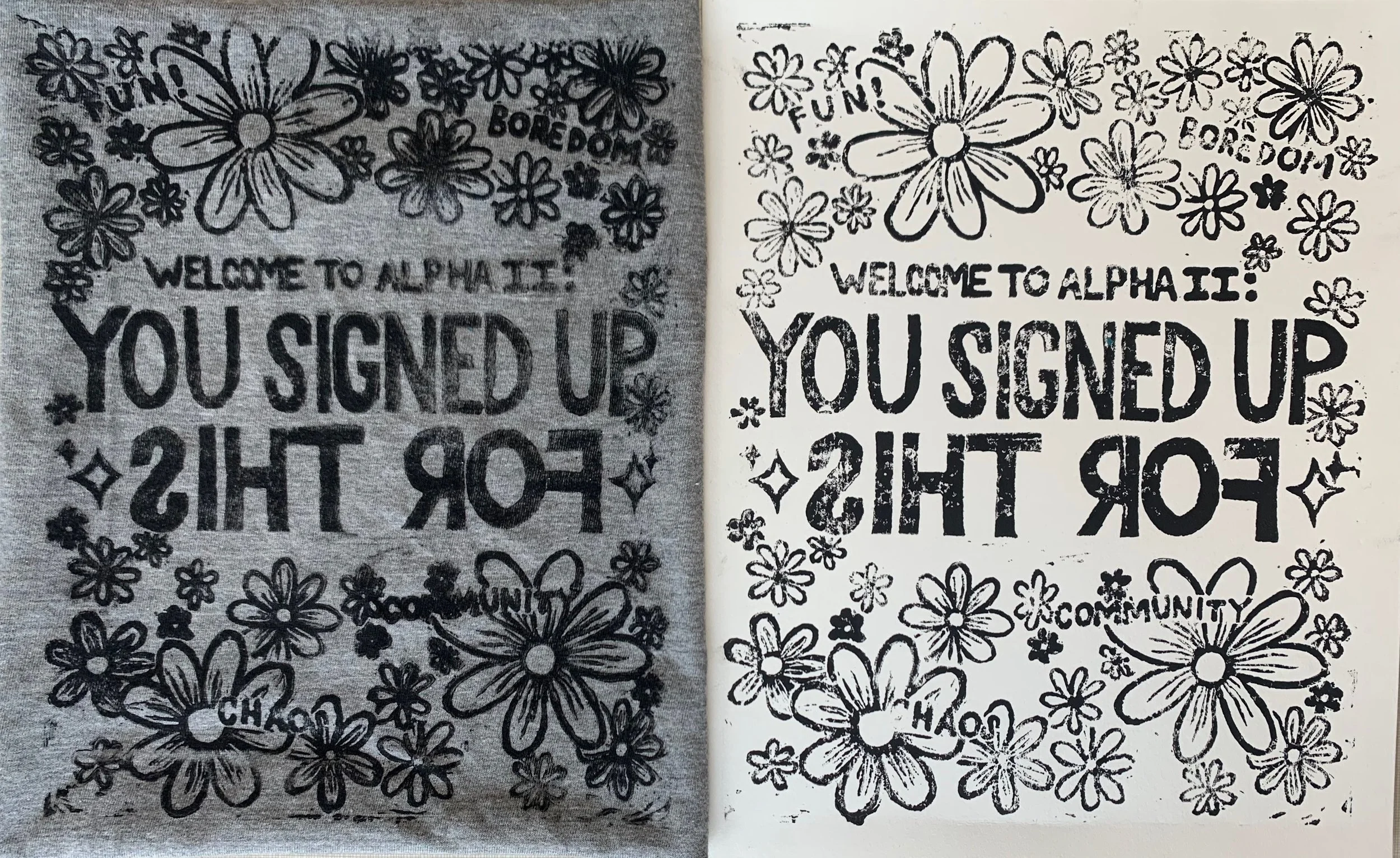 "Tribute to ALPHA II", Linocut Print, 8" x 10", 2024