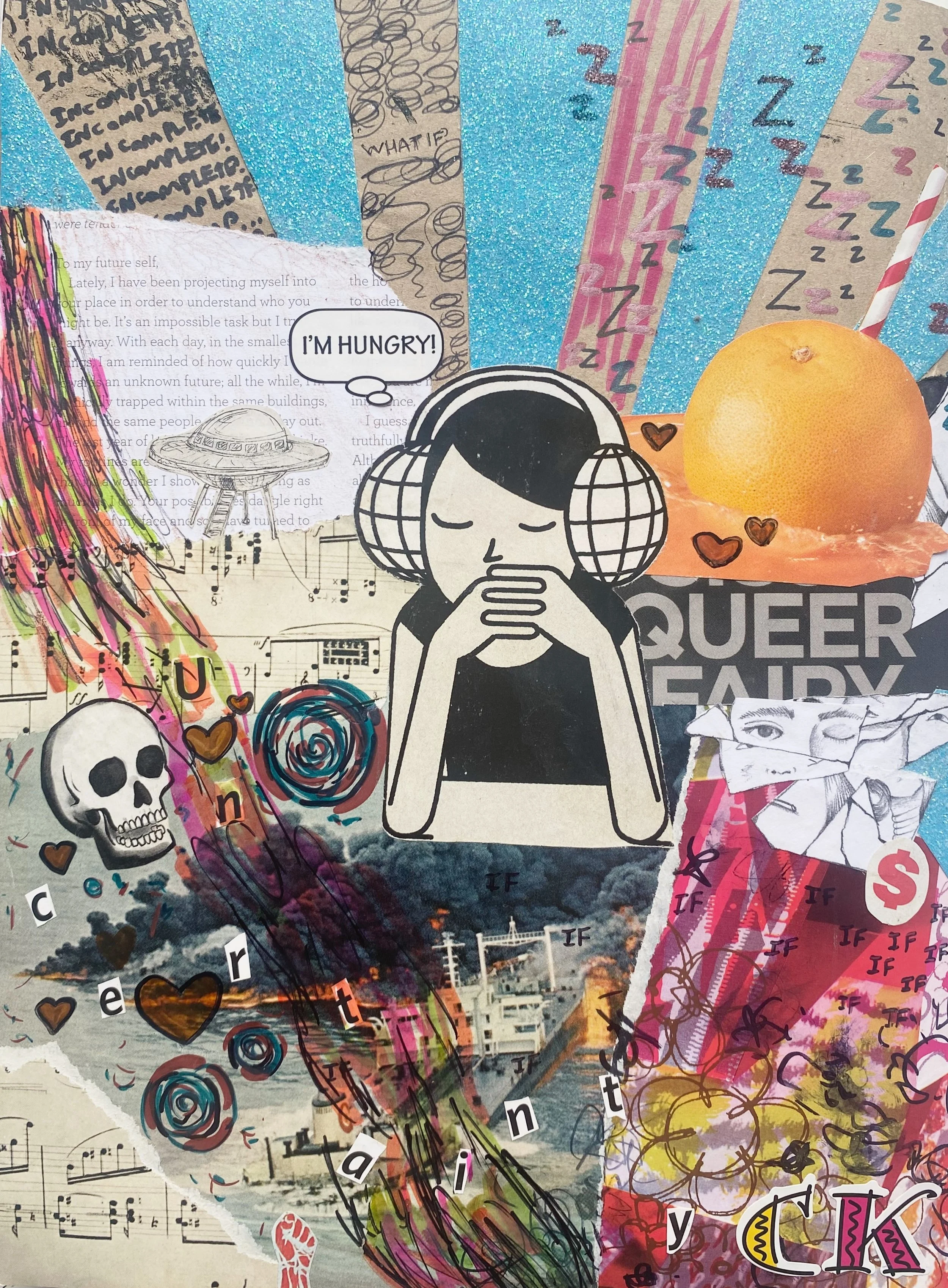 "Uncertainty" - 8.5" x 11", collage. 2023