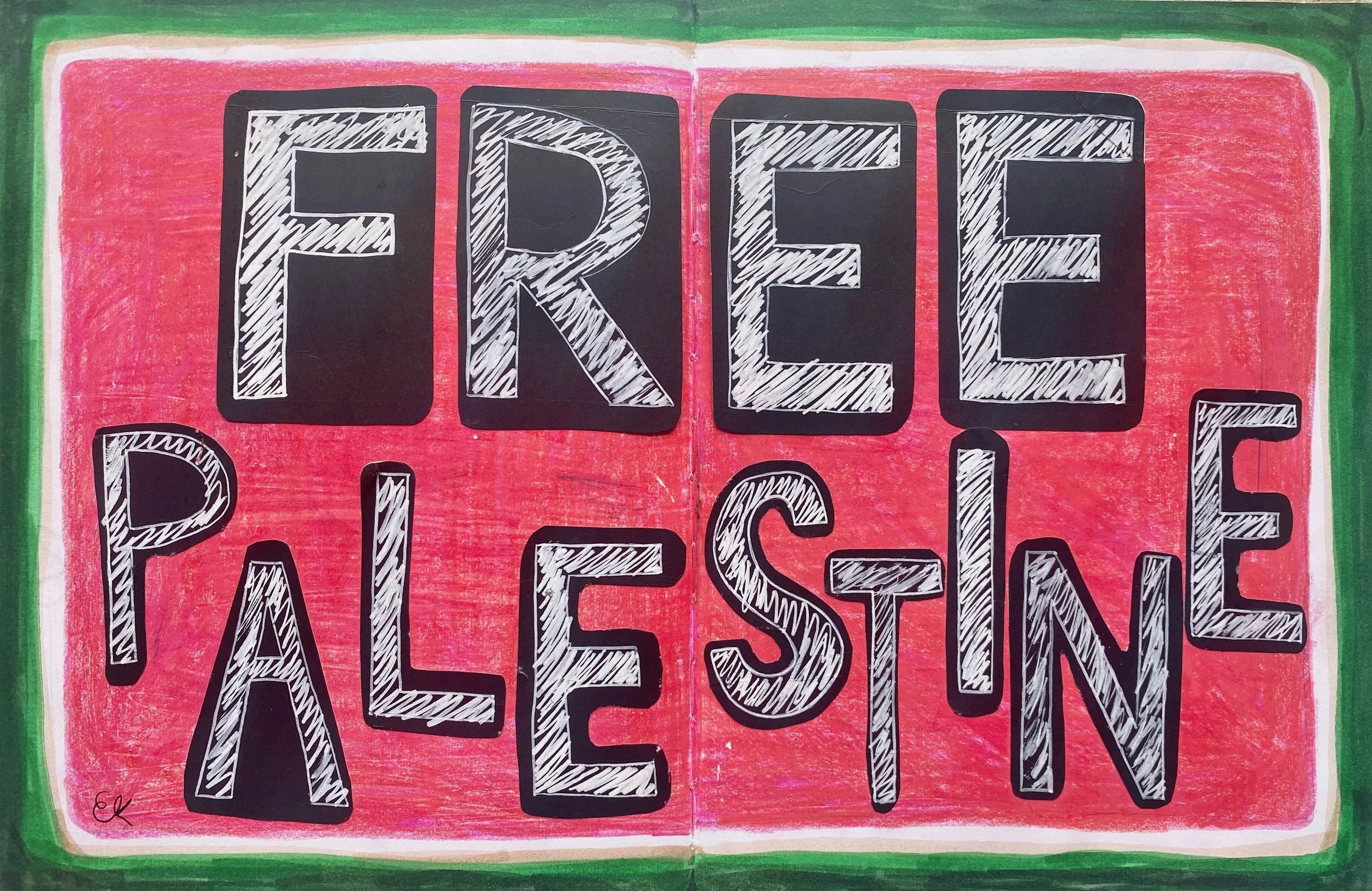 "FREE PALESTINE" - 11" x 17", collage. 2024