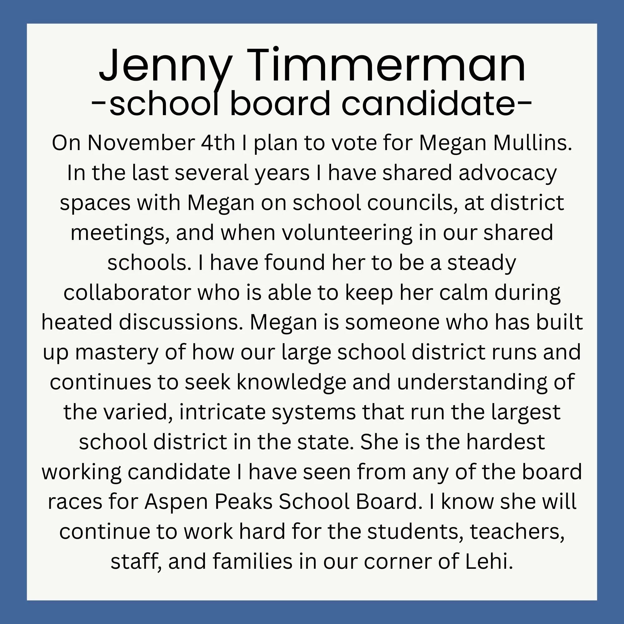 I&rsquo;m proud to share another round of endorsements from people who know and love our schools &mdash; teachers, PTA leaders, ASD employees (past and present), parents, and community members. Their confidence and encouragement have meant everything