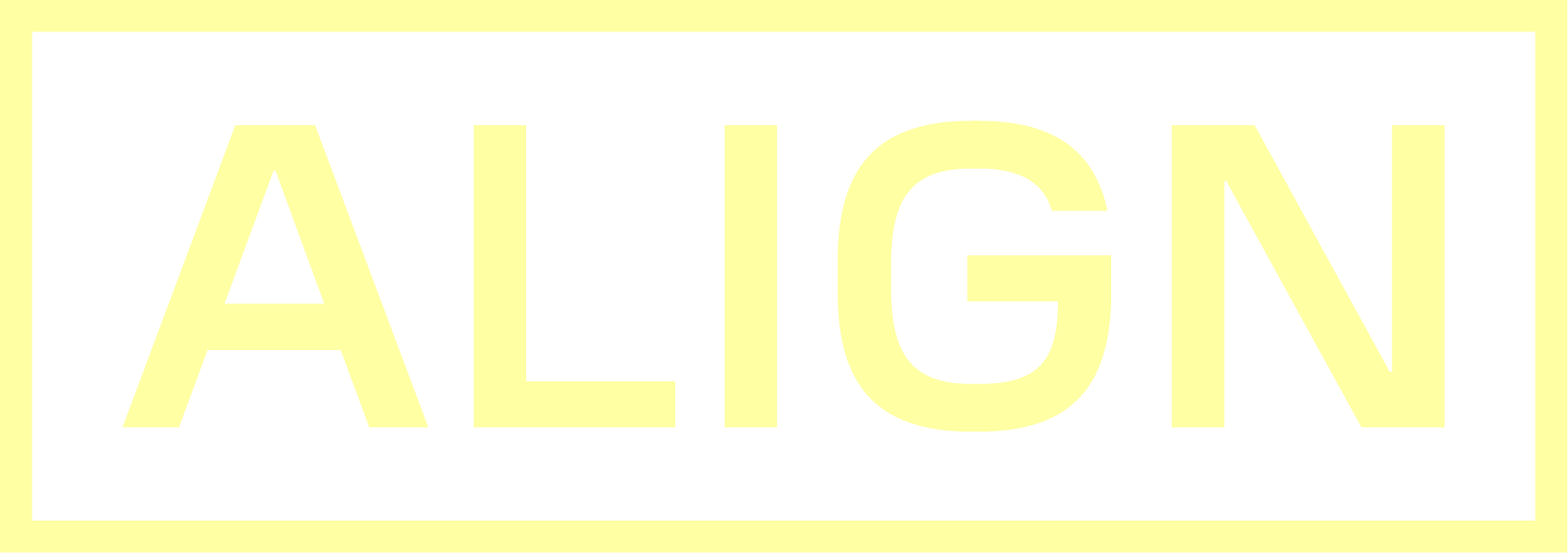 Le mot « ALIGHT » en grandes lettres jaune pâle sur fond noir avec une bordure jaune pâle.