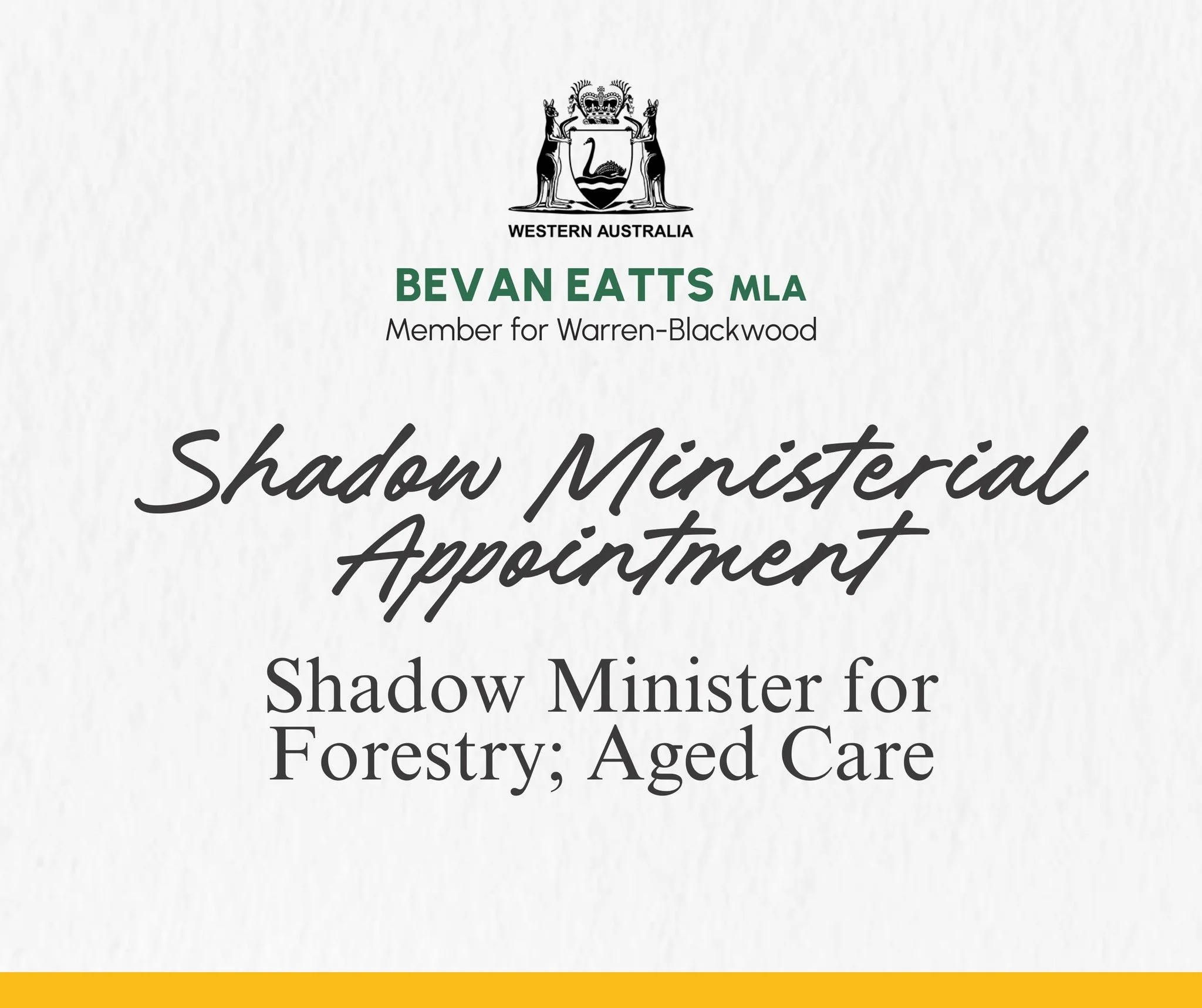 I am thrilled to be appointed two important Shadow Portfolios!

The health of our forests and the ability for our ageing population to grow old with dignity are both issues I am deeply passionate about.

I look forward to holding this Labor Governmen