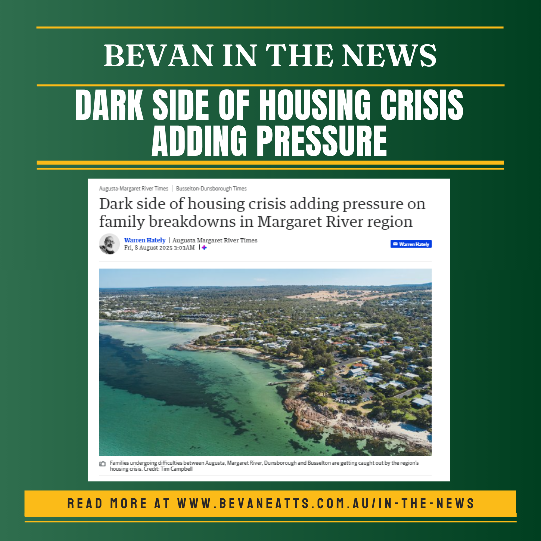 In the News: Dark side of housing crisis adding pressure on family breakdowns in Margaret River region
