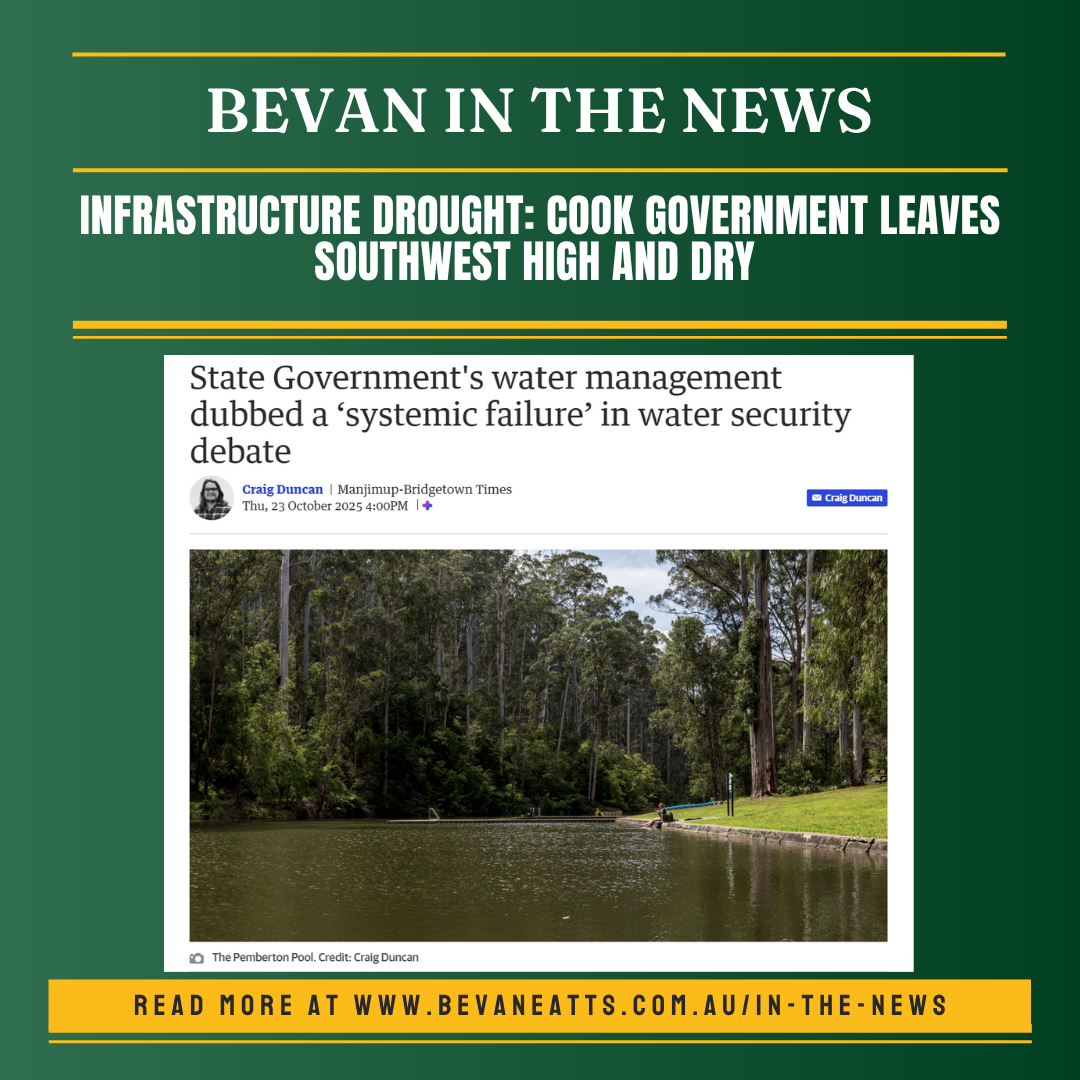 Regional Water Infrastructure Criticised by Bevan Eatts MLA