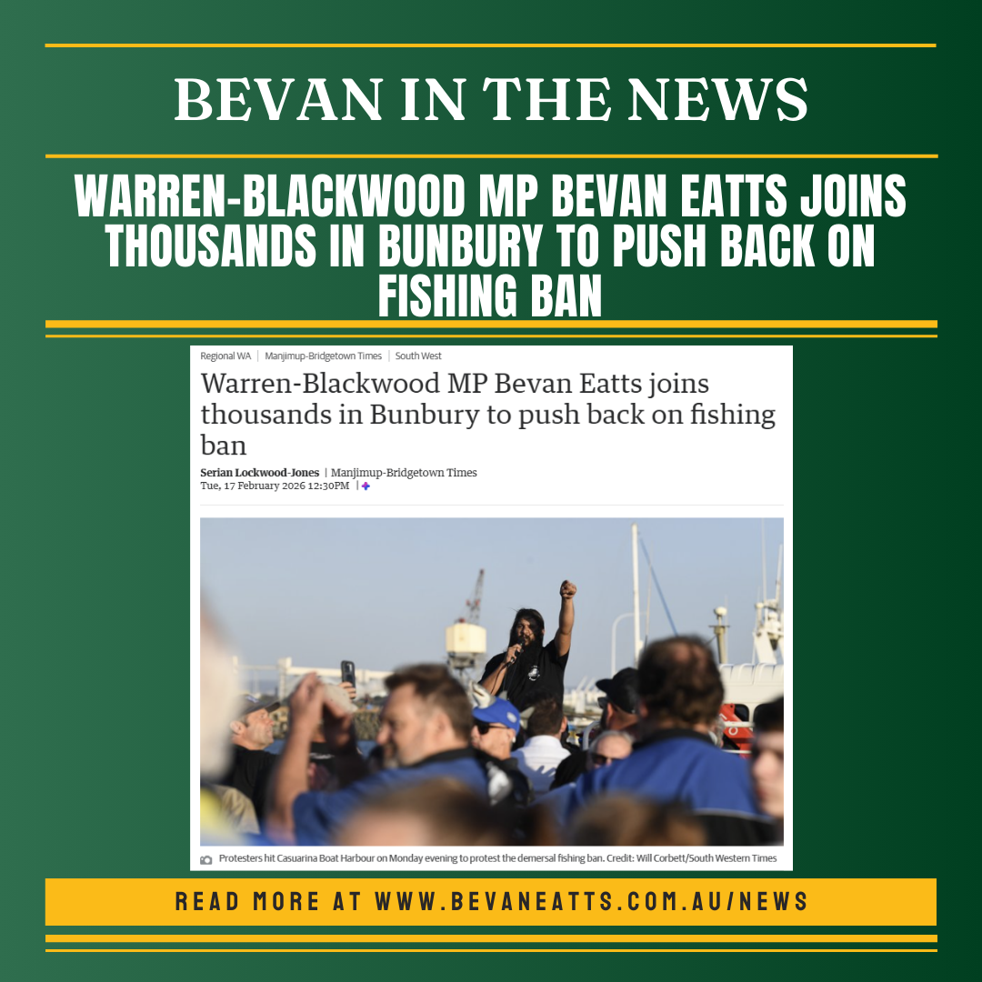 Bevan Eatts Joins Bunbury Protest Against Demersal Fishing Ban