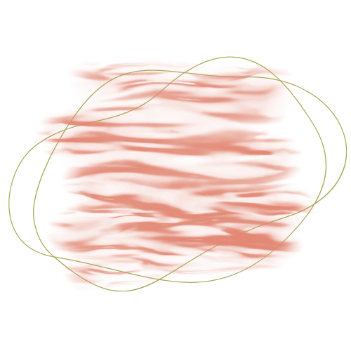 Pink brush stroke with light green accents on a transparent background.