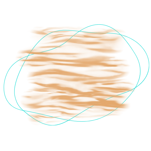 Image with scribbled brown and blue lines over a mostly black background.