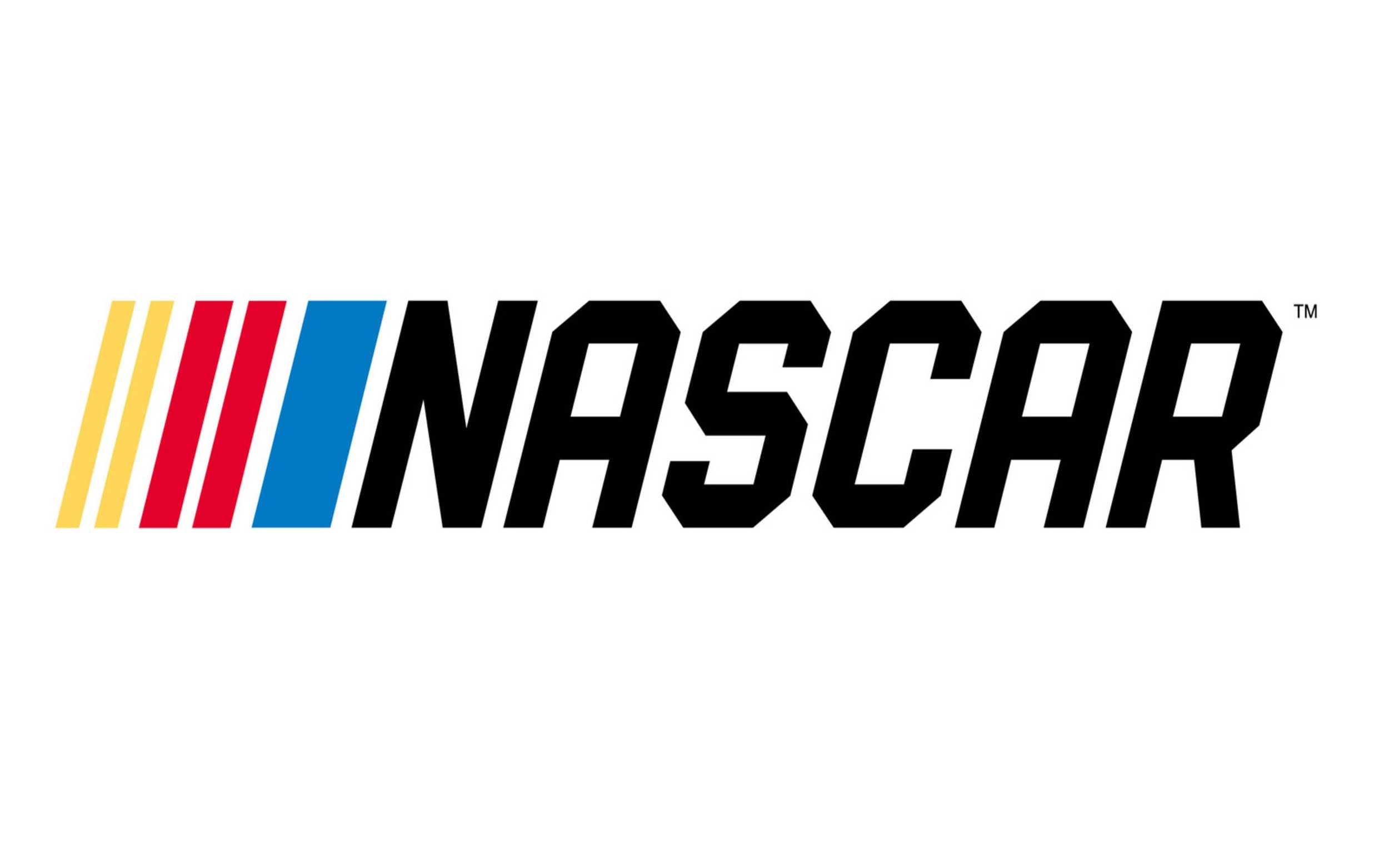 NASCAR logo with red, yellow, and blue stripes.