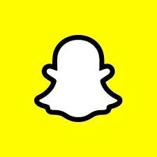 Snapchat logo featuring a white ghost on a yellow background.