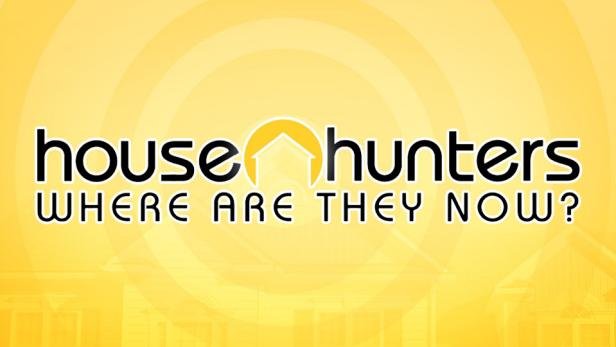 Title screen of TV show "House Hunters: Where Are They Now?" with a yellow background.