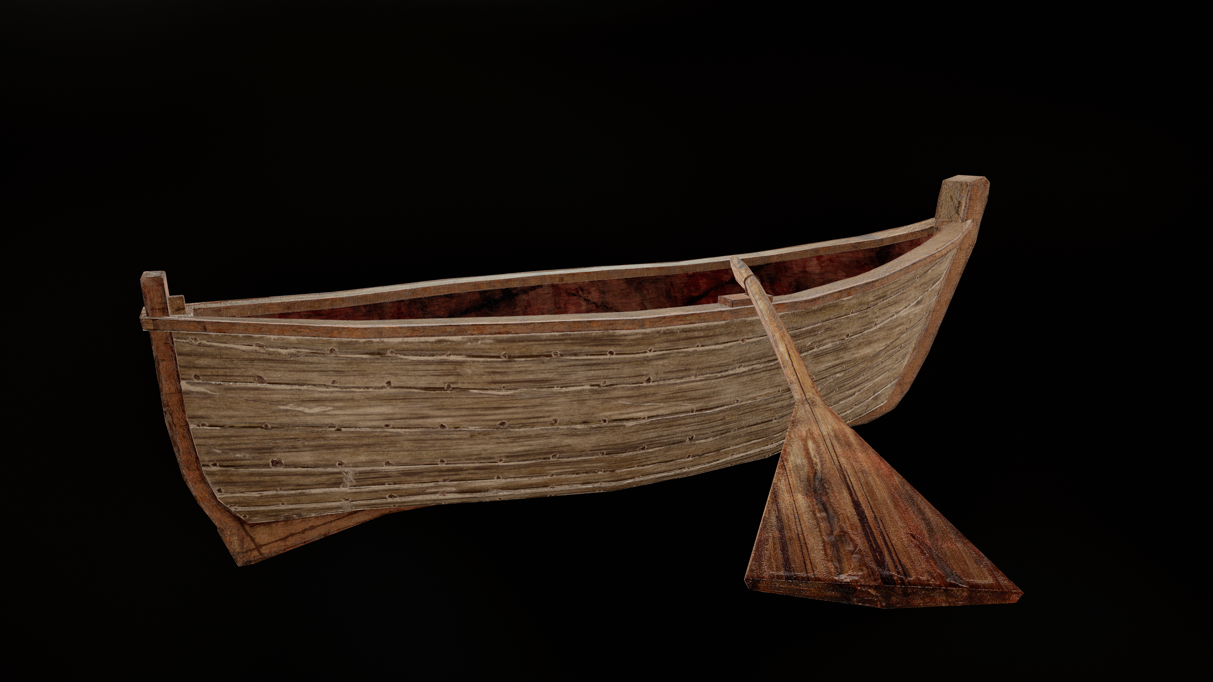 Handcrafted Wooden Rowboat