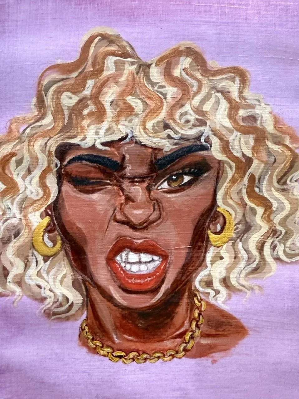 Aunt Kim — The Anchor

Personality:
Defiant · Guarded · Magnetic · Honest to the point of discomfort

Role:
Head of Culture & Continuity

Backstory:
Aunt Kim is caught mid-expression because she never learned to soften herself for comfort. Her face h