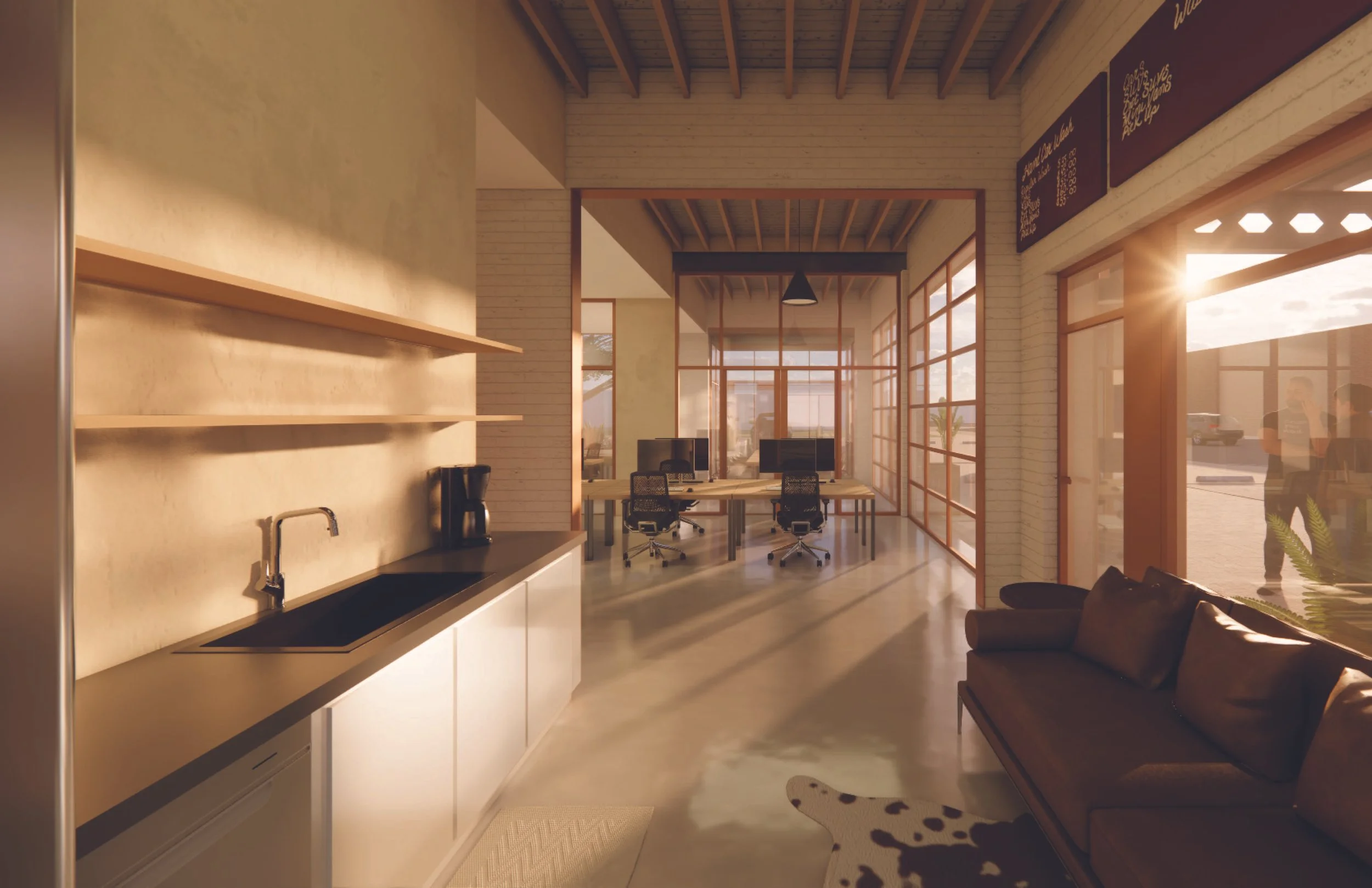 Interior office space with visual connection through building