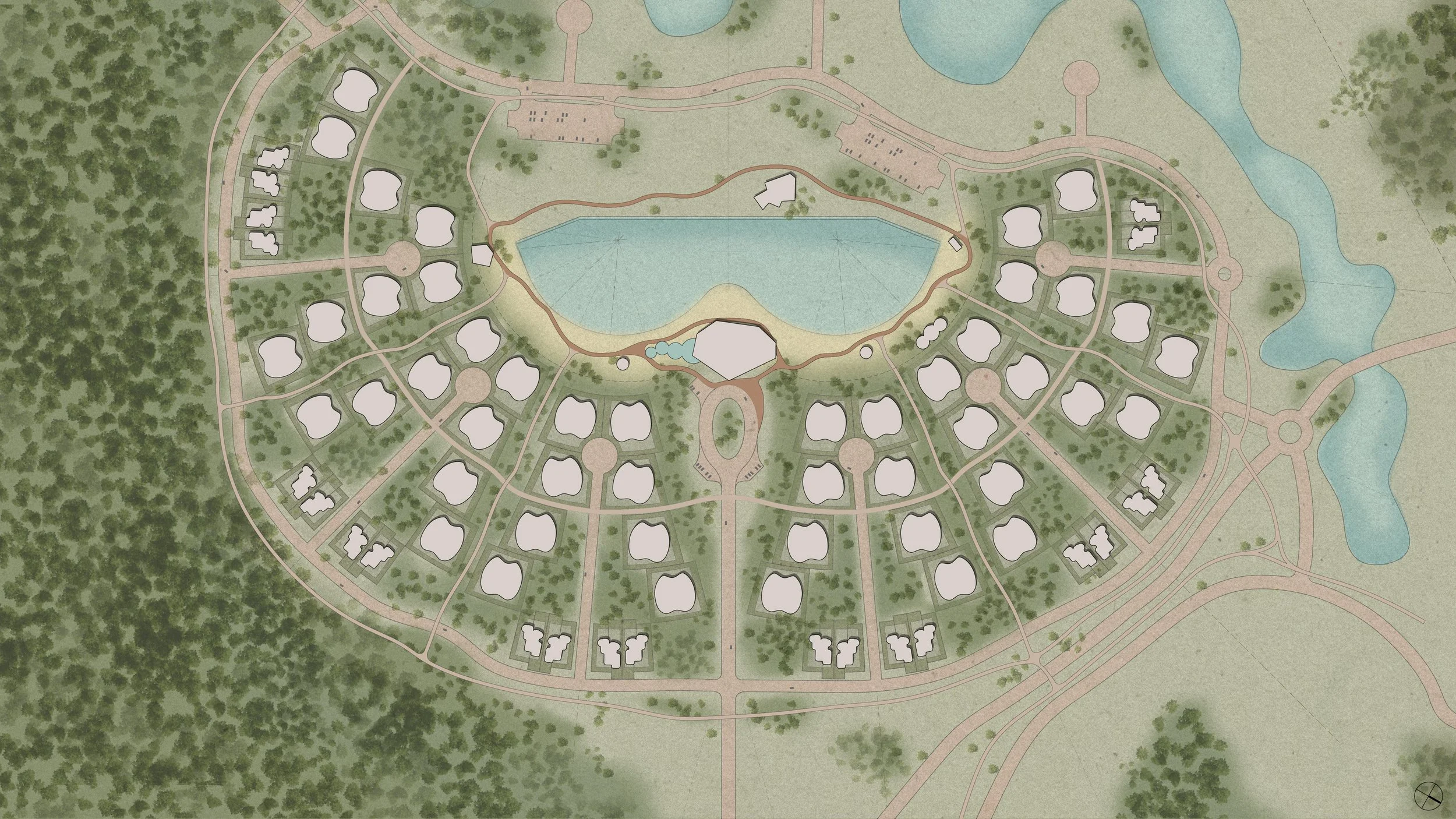 Rendered site plan of ground-breaking surf community in Waco