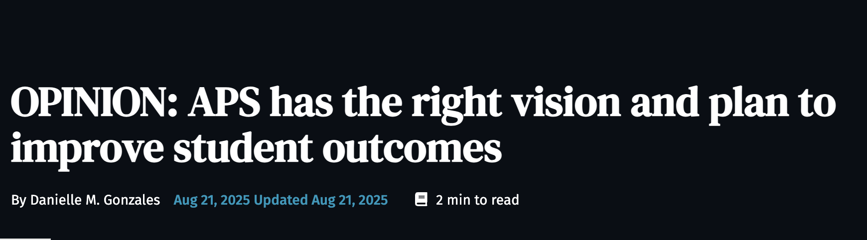 Danielle’s ABQ Journal Op-Ed: APS has the right vision and plan to improve student outcomes