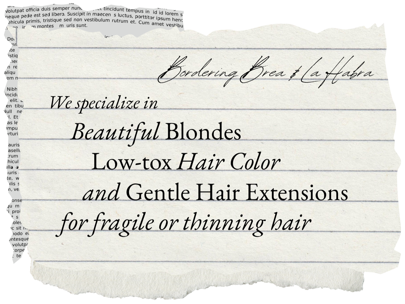 We specialize in Beautiful blondes, non toxic hair color, and safe gentle hair extensions for fragile thinning hair