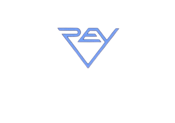 Logo de Rey Frères avec un design graphique en forme de triangle