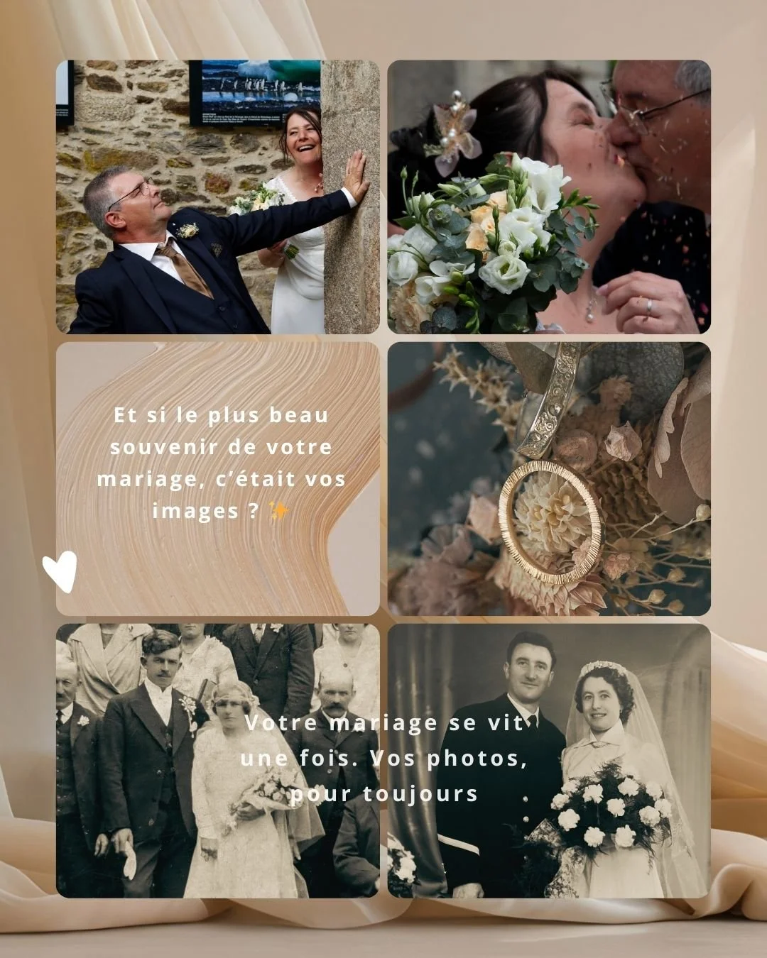 💍✨ Le jour de votre mariage passera en un battement de c&oelig;ur.
Les rires, les regards, les mains qui se serrent&hellip;
Tout va si vite.

📸 Les photos, elles, restent.
Elles racontent votre histoire, telle que vous l&rsquo;avez v&eacute;cue &md