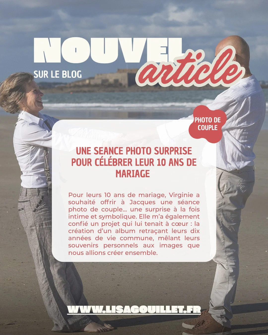 Une surprise, de la pluie&hellip; puis du soleil ✨

Pour leurs 10 ans de mariage, Virginie a imagin&eacute; une s&eacute;ance photo surprise pour Jacques, au bord de mer &agrave; Saint-Malo.

Un moment rempli d&rsquo;&eacute;motions, de regards compl