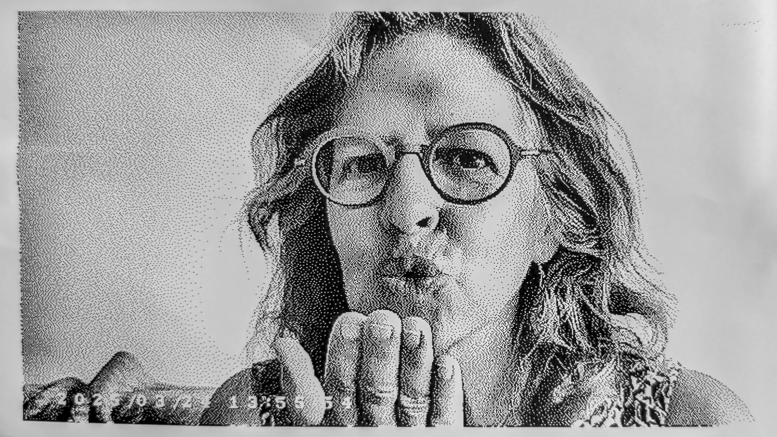 Portrait d'une personne portant des lunettes rondes, se regardant dans un miroir, en train de prendre une photo avec un smartphone.