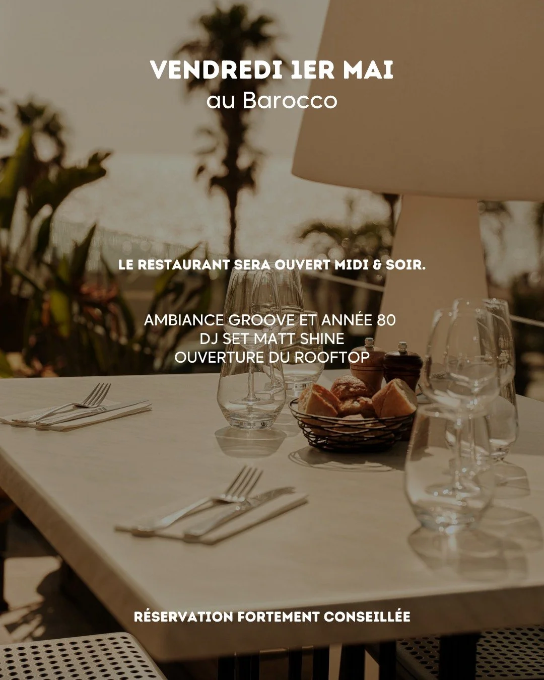 Ce vendredi 1er mai, le Barocco vous accueille midi et soir ✨

Pour l&rsquo;occasion, retrouvez notre DJ r&eacute;sident Matt Shine, pour une ambiance unique Groove &amp; ann&eacute;es 80, entre rythmes r&eacute;tro et &eacute;nergie festive.

Et bon