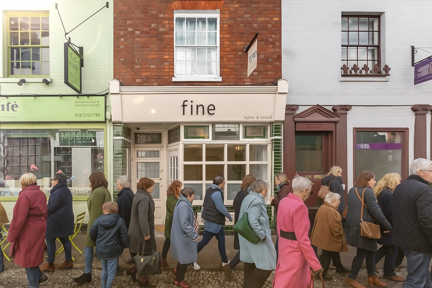 ✨ How busy is our little street in Tunbridge Wells? People passing by, popping in, and always something happening right outside our door at Fine Lashes &amp; Brows! Walk-ins always welcome when we can &mdash; but booking ahead is best! 🤍

#FineLashe