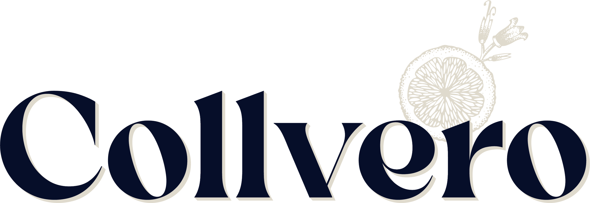 Das Logo von Collvero mit einem dekorativen Zitronensymbol. Schriftzug in dunklem Blau auf hellem Hintergrund.