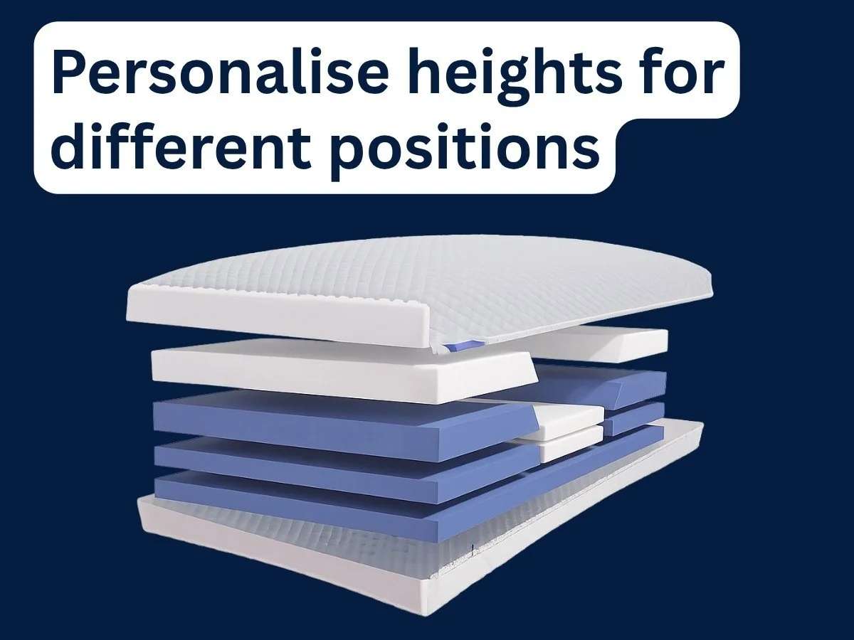 Under pillow with customisable side sleeping and back sleeping heights