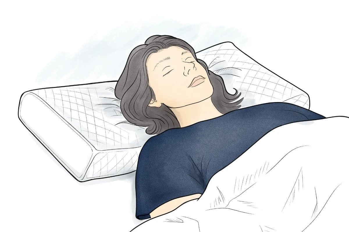Back sleeper using an adjustable pillow.