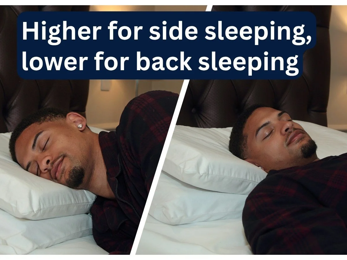 Pillow made for people who sleep in a mix of side sleeping and back lseeping positions